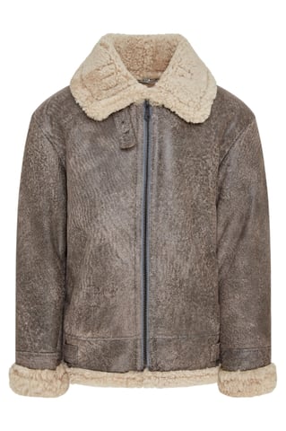 Chaqueta de aviador de piel de oveja B3 gris de la Segunda Guerra Mundial para hombre - Houston