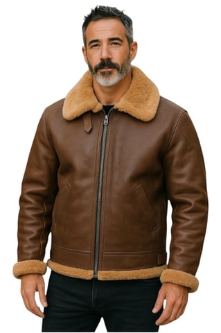 Chaqueta de aviador de piel de oveja B3 de la Segunda Guerra Mundial para hombre, color marrón jengibre - Paarl