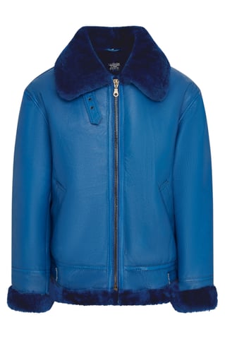 Chaqueta de piel de oveja de aviador RAF Bomber azul B3 para hombre -Wyndham