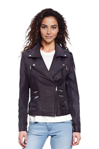 Chaqueta motera de cuero morada Brando para mujer - Constantia