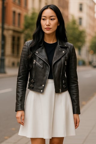 Chaqueta biker de cuero Brando negra corta para mujer - Durban