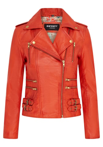 Chaqueta motera de cuero naranja Brando para mujer - Loddon