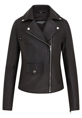 Chaqueta de cuero motera clásica Brando negra para mujer - Broome