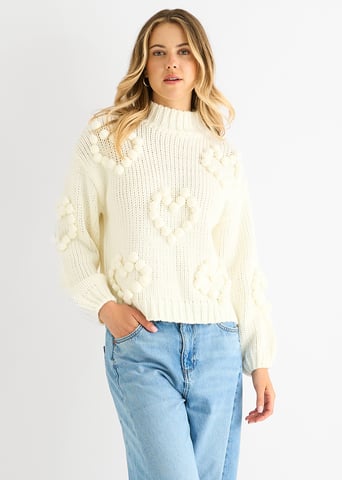 Crema Corazón Bubble Chunky Knit High Neck Jumper