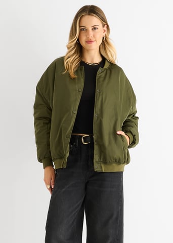 Chaqueta bomber oversize acolchada caqui