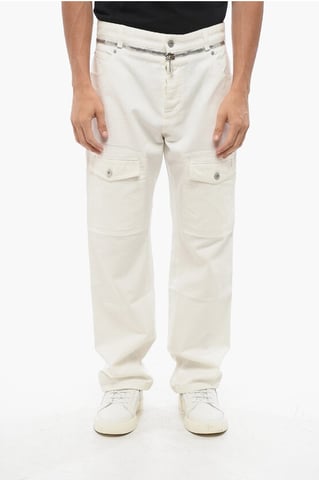 Vaqueros cargo rectos con cremallera de 22 cm en blanco