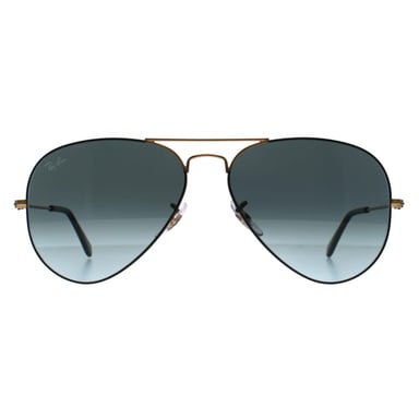 Ray-Ban Aviator Unisex Negro Pulido Sobre Arista Azul Vintage Gradiente Negro Aviator 3025
