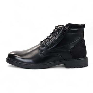 Botines negros con cordones estilo motero para hombre
