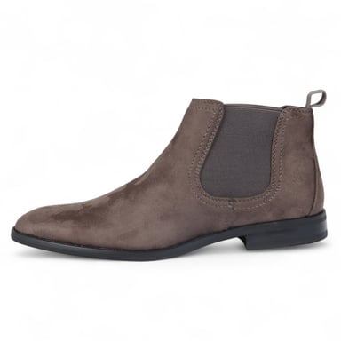 Botas Chelsea de ante gris para hombre, sin cordones y forradas en piel auténtica