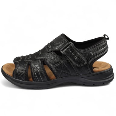 Sandalias casuales negras ligeras con punta abierta para hombre