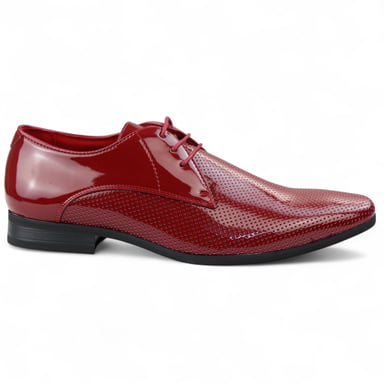 Zapatos formales con cordones y punta puntiaguda para hombre, color rojo