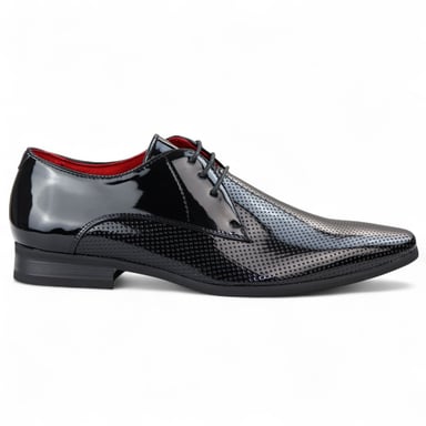 Zapatos formales negros con punta puntiaguda y cordones perforados para hombre
