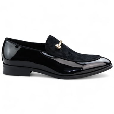 Mocasines elegantes negros para hombre, sin cordones, con forro de cuero y terciopelo