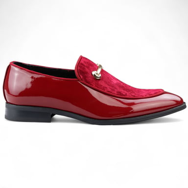 Mocasines elegantes rojos para hombre, sin cordones, con forro de cuero y terciopelo