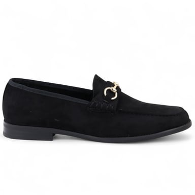 Mocasines de ante negro con forro de cuero para hombre