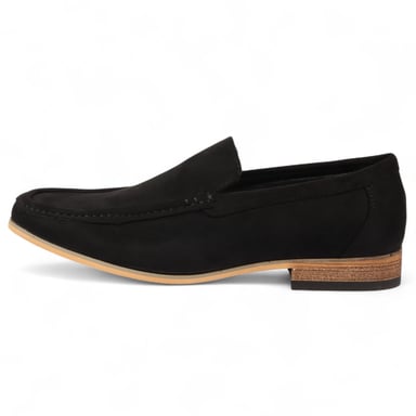 Mocasines casuales ligeros sin cordones de ante negro para hombre