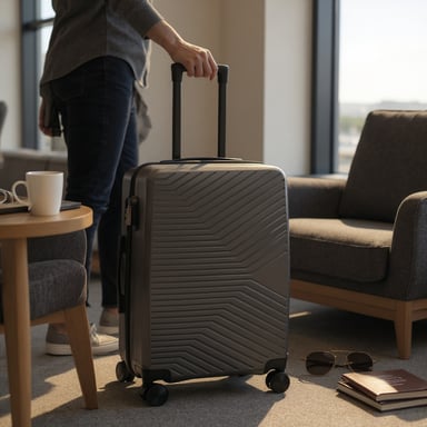 Maleta de cabina rígida gris de 48 x 37 x 20 cm, apta para Easyjet y Ryanair.