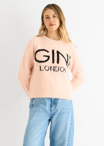 Jersey de Punto Acogedor con Logo Gini Rosa
