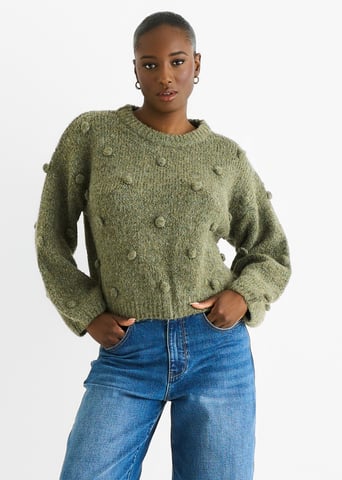 Jersey oversize de punto mezcla de lana verde
