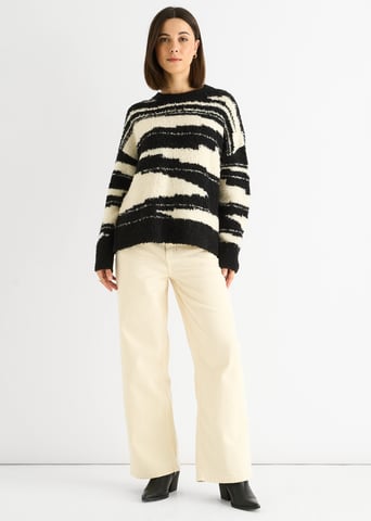 Jersey de Punto Reciclado Oversized Abstracto Negro