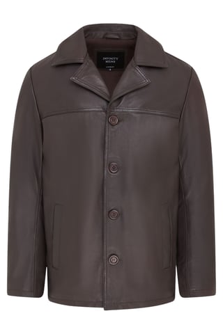 Chaqueta blazer de cuero italiano marrón de 4 botones para hombre - Loxton