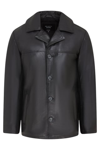 Chaqueta blazer de cuero italiano negra de 4 botones para hombre - Loxton