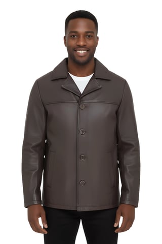 Blazer de cuero italiano marrón de 4 botones para hombre - Gladstone