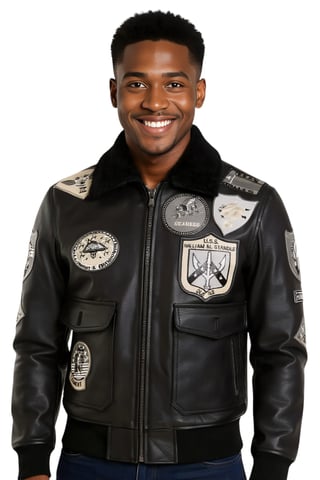 Chaqueta bomber de cuero Top Gun A2 para hombre, color negro auténtico - Perth
