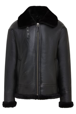 Chaqueta de aviador de piel de oveja B3 Flying para hombre, color negro, de la Segunda Guerra Mundial