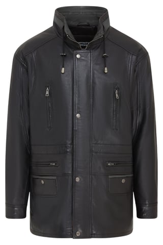 Parka de cuero italiano suave negro para hombre - Winnipeg