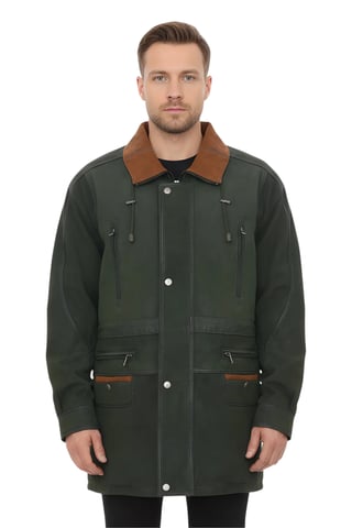 Parka de piel nobuk verde para hombre - Gatton