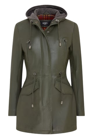 Parka verde de longitud media con capucha para mujer - Oakengates