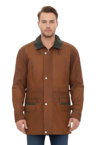 Parka de piel nobuk color canela para hombre - Gatton