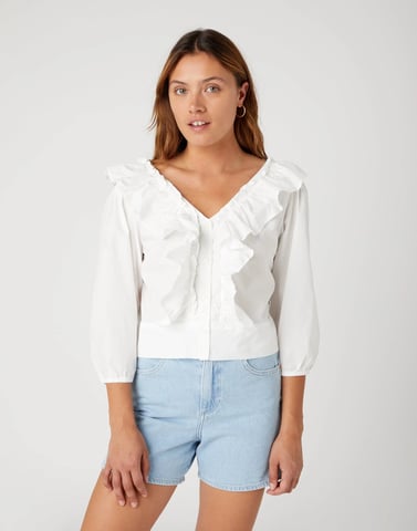 GB - Wrangler - WESTERN FRILL BLOUSE WORN WHITE