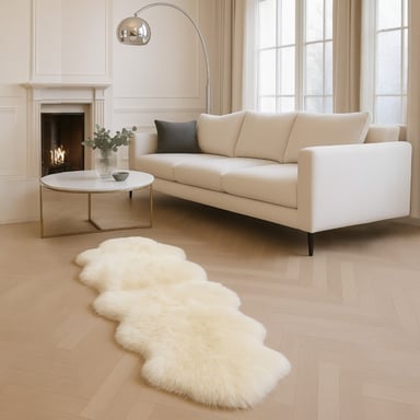 Alfombra de lana auténtica, suave, sedosa y doblemente natural, de piel de oveja auténtica color crema