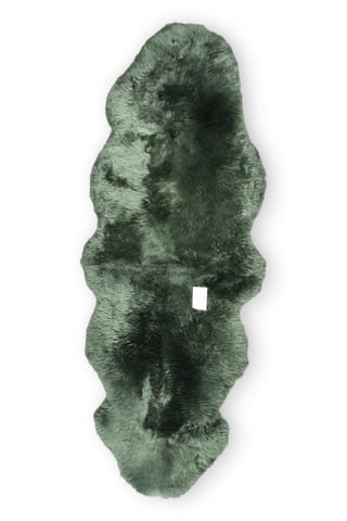 Alfombra de piel de oveja auténtica verde tomillo, doble natural, esponjosa y suave como la seda.