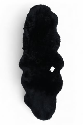 Alfombra de piel de oveja auténtica negra, doble, natural, esponjosa y suave como la seda.