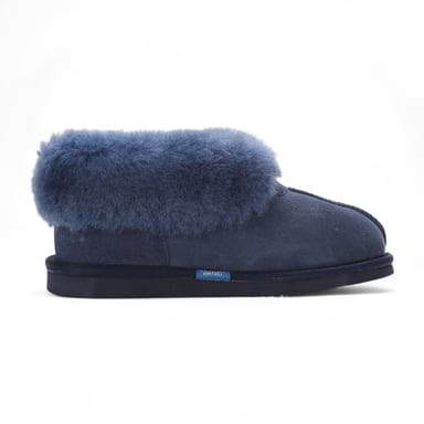Botines de ante de oveja para mujer, color azul marino, sin cordones, para invierno - Glaciar