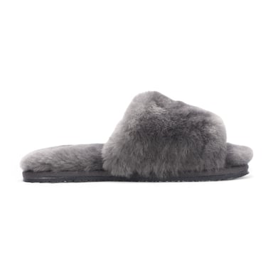 Pantuflas de piel de oveja para mujer, cálidas, grises, para invierno - Nordic