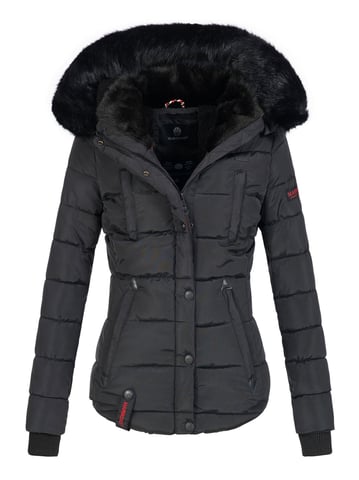 Chaqueta de invierno Marikoo Lotusblüte para mujer con forro de borreguito y cuello de pelo sintético