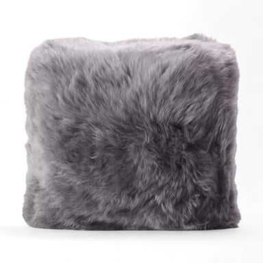 Cojín de piel de oveja auténtica gris carbón de 40 x 40 cm de lana auténtica de una sola cara