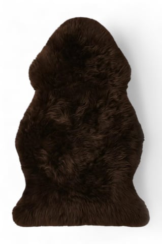 Alfombra de lana auténtica, suave, sedosa y esponjosa, de auténtica piel de oveja color marrón chocolate.