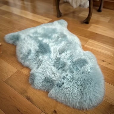 Alfombra de lana auténtica, suave, esponjosa y sedosa, de piel de oveja color huevo de pato auténtica