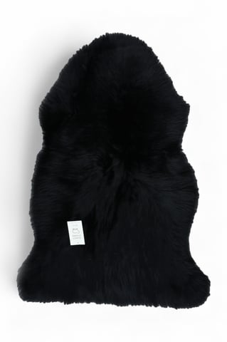 Alfombra de piel de oveja negra auténtica, natural, sedosa, suave y esponjosa, de lana real