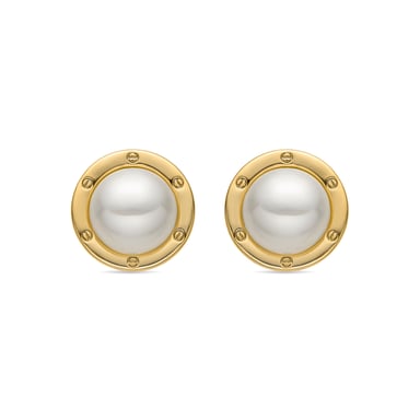 Pendientes Luxenter con acabado en oro de 18k y perla blanca - Ciada