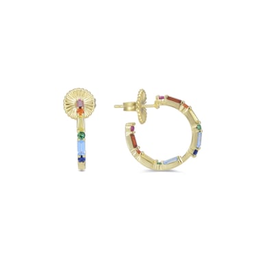 Pendientes de plata esterlina 925 Luxenter con zirconitas multicolores acabados en oro amarillo de 18K - Hinnar