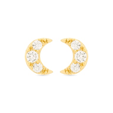 Pendientes Luxenter en plata esterlina 925 y circonitas brillantes acabados en oro amarillo de 18k - Luna