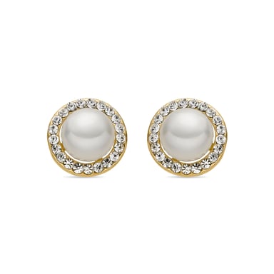 Pendientes de perla blanca con acabado en oro de 18k - Basnik