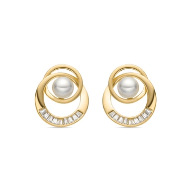 Pendientes Luxenter con acabado en oro de 18k y perla blanca - Lebya