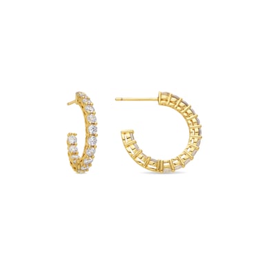 Pendientes Luxenter con acabado dorado brillante de 18k y circonita - Chenfa